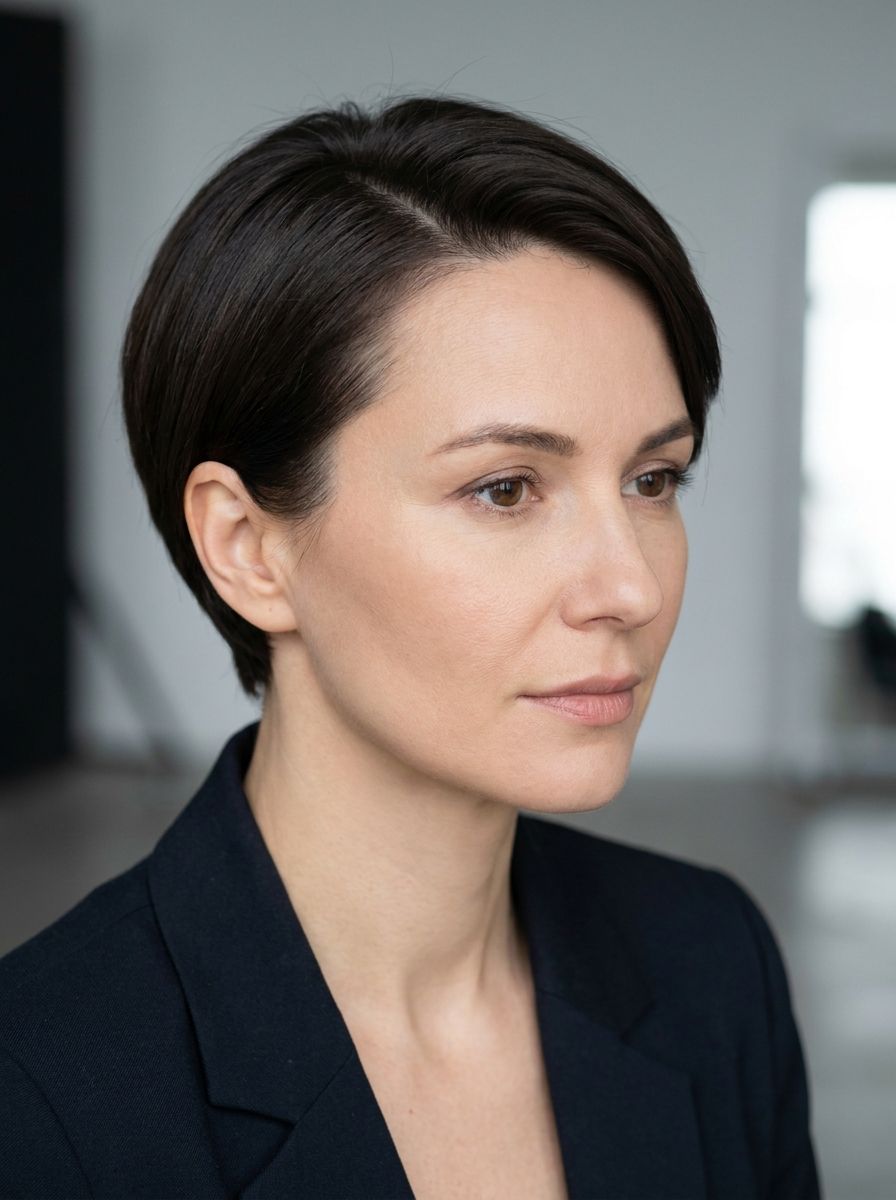 Sleek Pixie mit Seitenscheitel - Kurzhaarfrisuren stylen